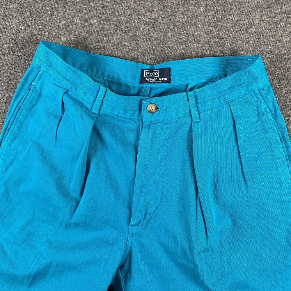 Vintage Polo Ralph Lauren Double Pleat Pants Men 31x35 Blue Old Money 90's USA